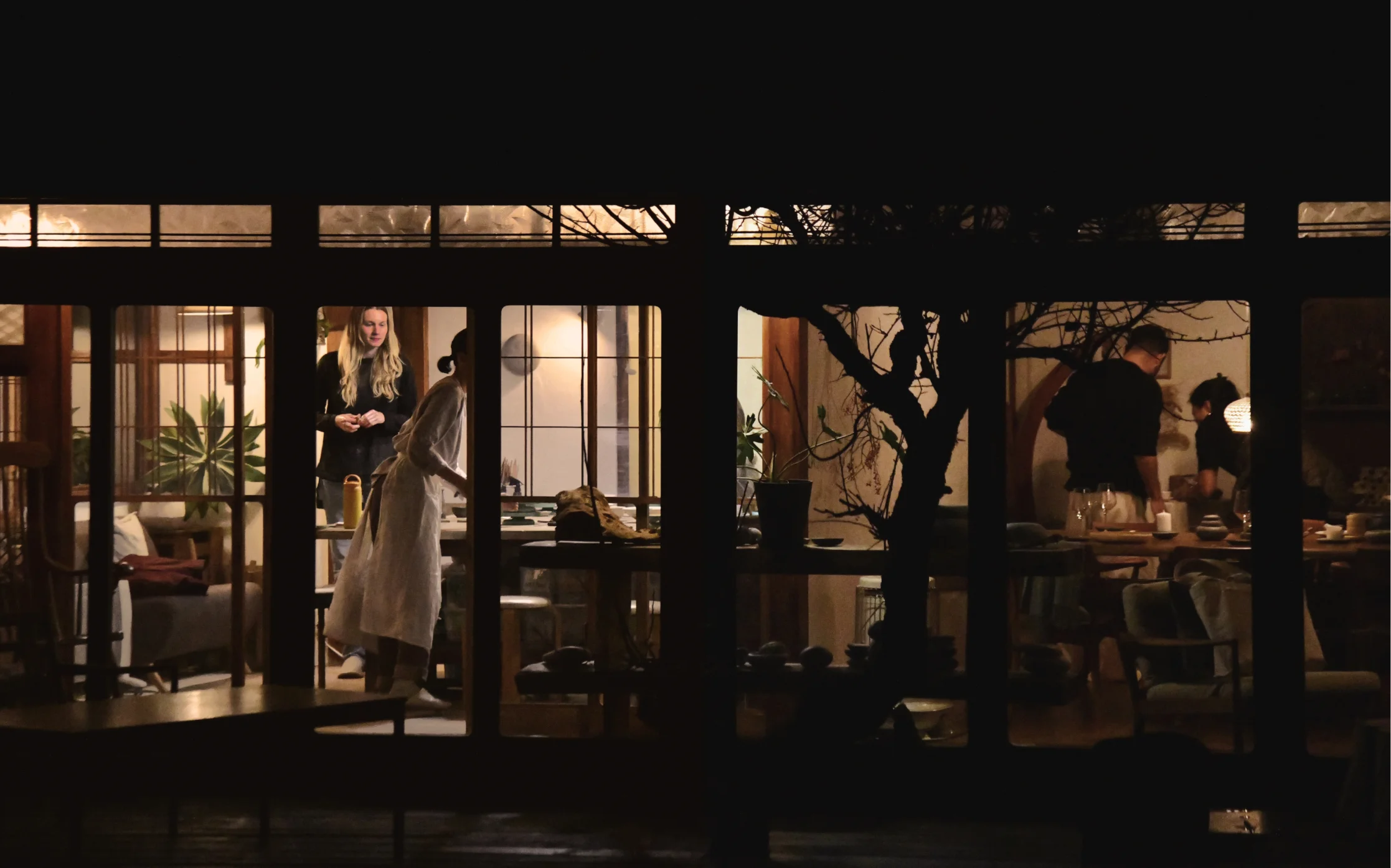 Cozy view into the potter's house at night