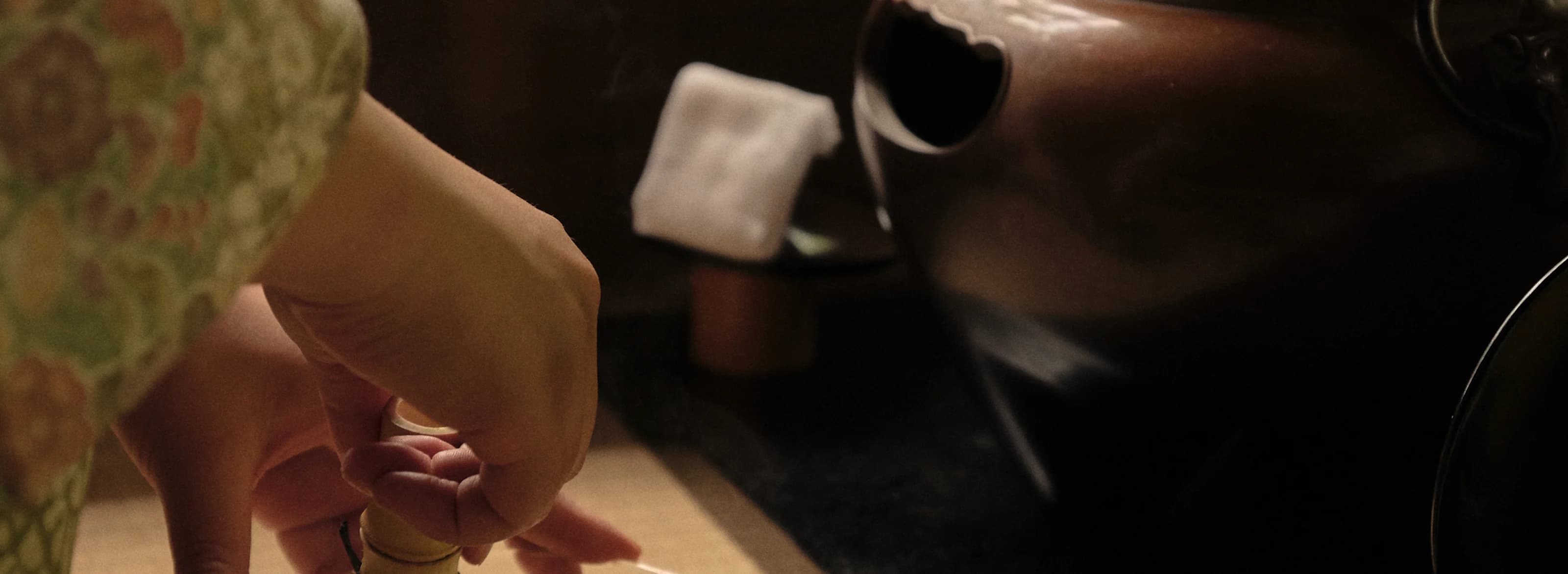 Interior of the cafe with wooden tables and chairs